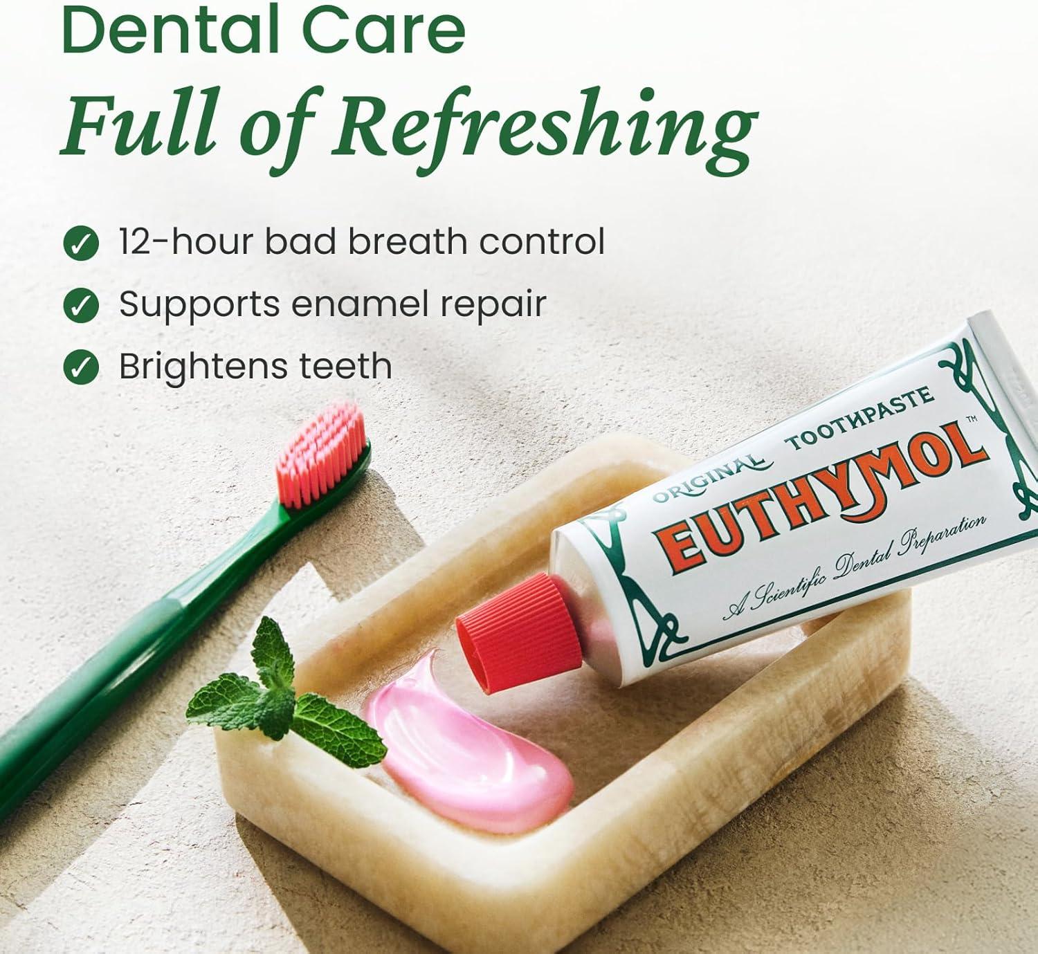 image:imageEUTHYMOL Original Pink Toothpaste 37fl oz 2eaPack of 2 FluorideFree Toothpaste for Sensitive Teeth amp Gum Bad Breath Cavity Prevention 12Hour Long Lasting Freshness with Wintergreen358 Ounce Pack of 3