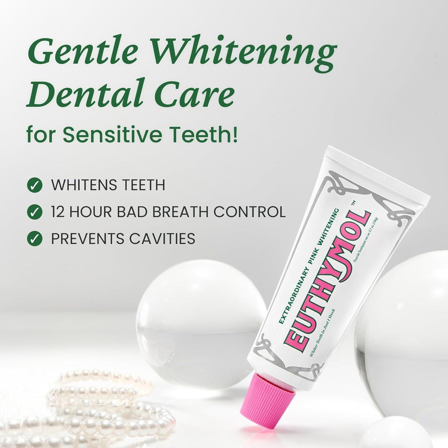 image:imageEUTHYMOL Whitening Duo Bundle 37 oz Each Stain Removal Violet ToneUp for Yellow Teeth Cavity Protection Fresh Breath