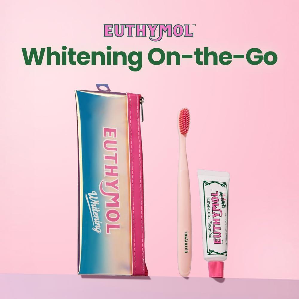 image:imageEUTHYMOL Whitening Travel Set 14 oz Toothpaste 1 Toothbrush TSAFriendly Stain Removal in 2 Weeks LongLasting Freshness for Sensitive Teeth amp Gums Bad Breath amp Cavity Protection
