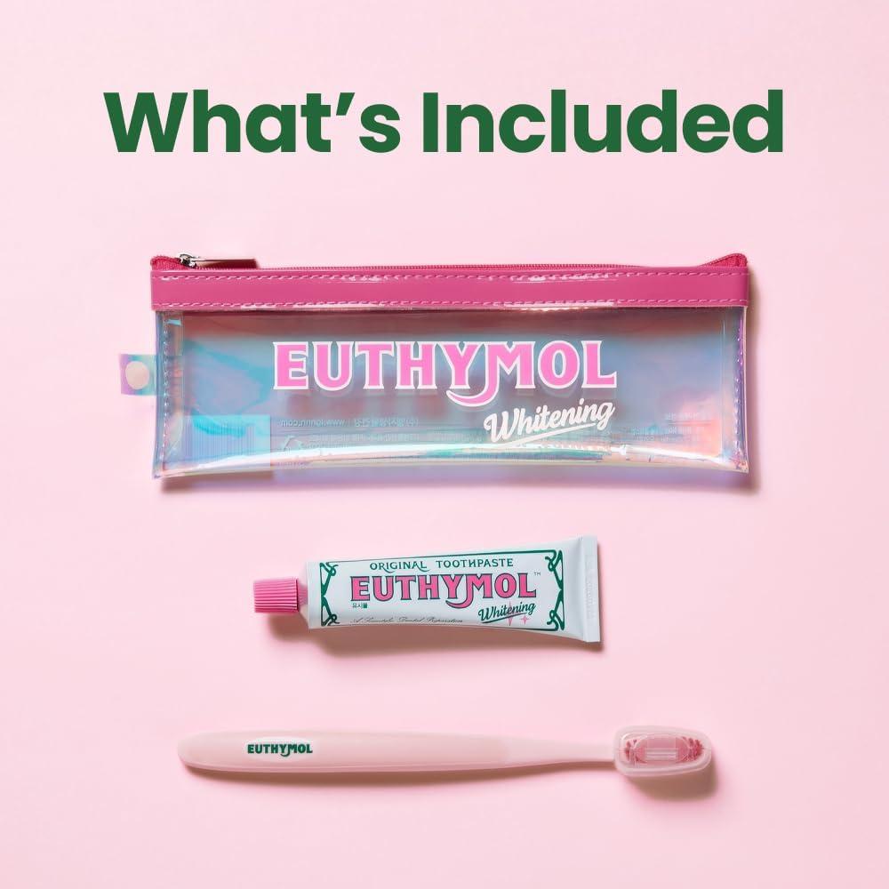 image:imageEUTHYMOL Whitening Travel Set 14 oz Toothpaste 1 Toothbrush TSAFriendly Stain Removal in 2 Weeks LongLasting Freshness for Sensitive Teeth amp Gums Bad Breath amp Cavity Protection
