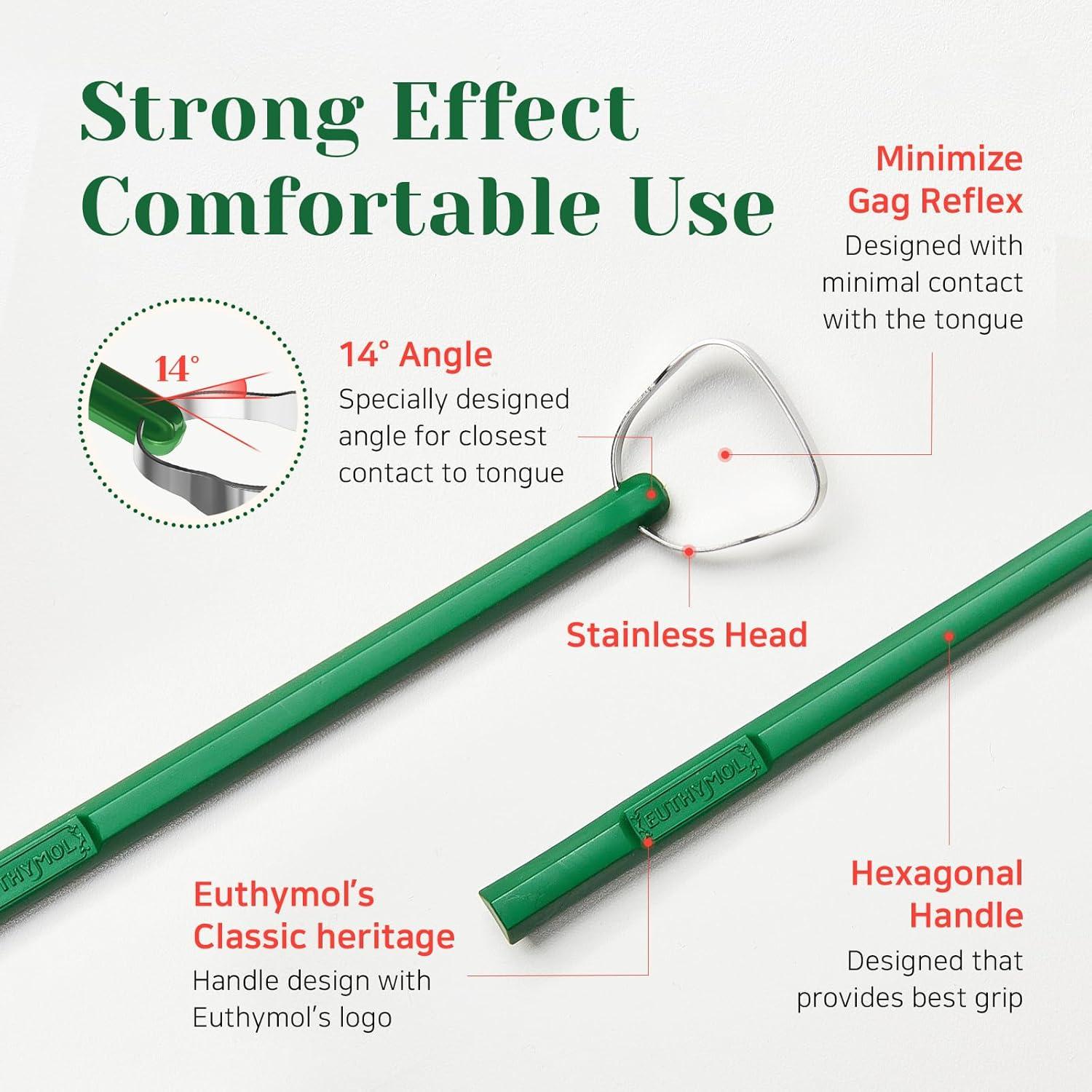 image:imageEuthymol 304 Stainless Steel Tongue Scraper Reduces Bad Breath Removes Tongue Plaque Improves Oral Hygiene Easy to Use amp Clean