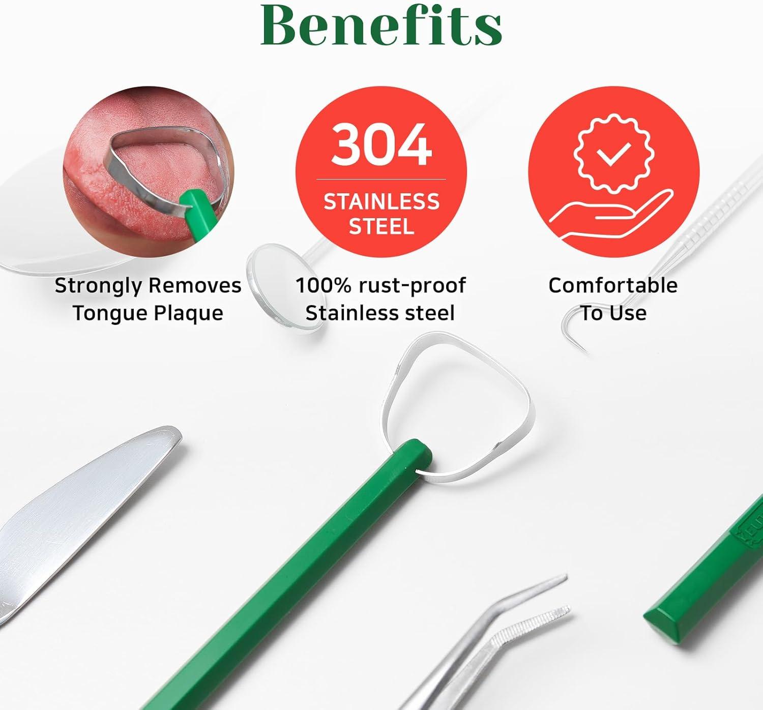 image:imageEuthymol 304 Stainless Steel Tongue Scraper Reduces Bad Breath Removes Tongue Plaque Improves Oral Hygiene Easy to Use amp Clean