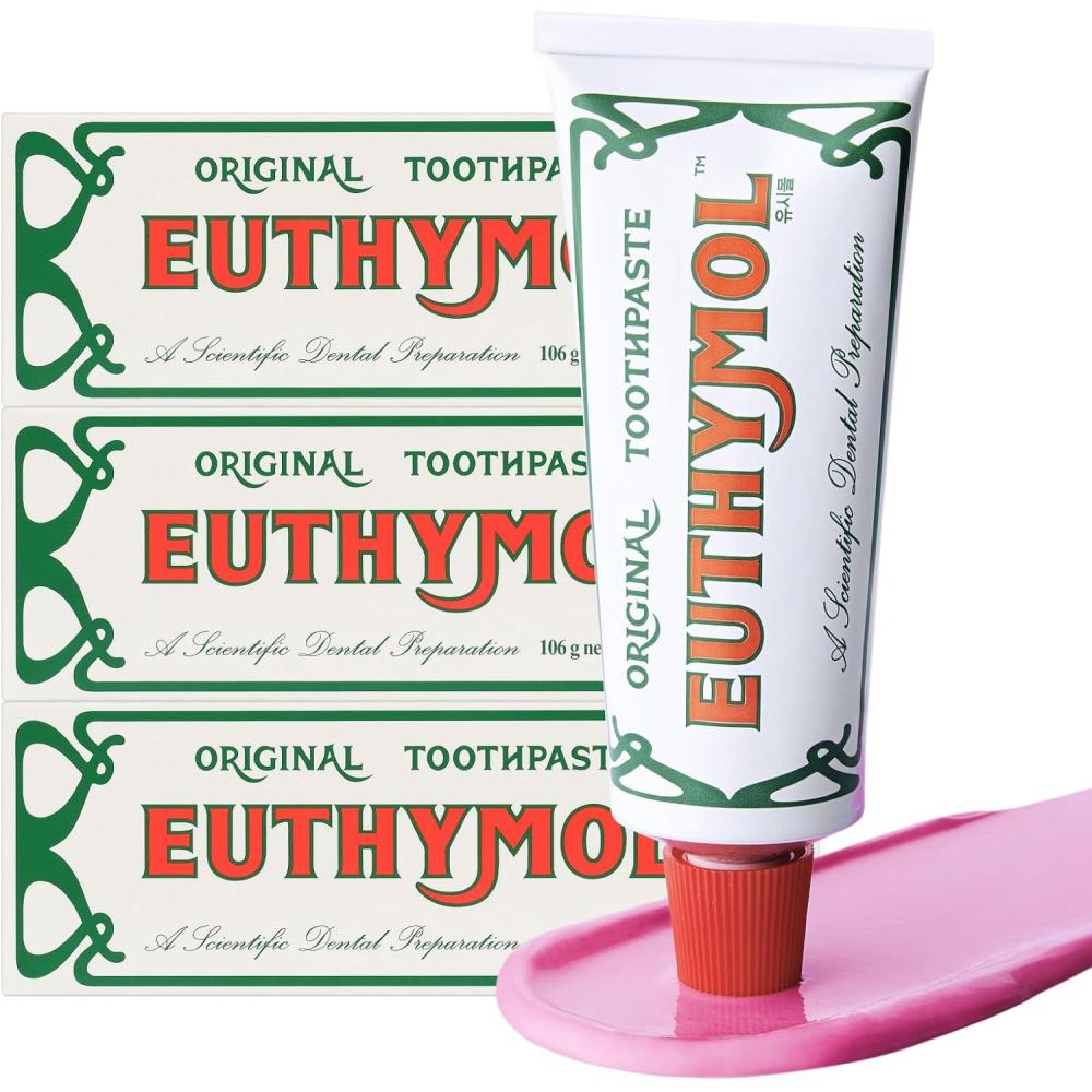 image:imageEUTHYMOL Original Pink Toothpaste 37fl oz 2eaPack of 2 FluorideFree Toothpaste for Sensitive Teeth amp Gum Bad Breath Cavity Prevention 12Hour Long Lasting Freshness with Wintergreen358 Ounce Pack of 3