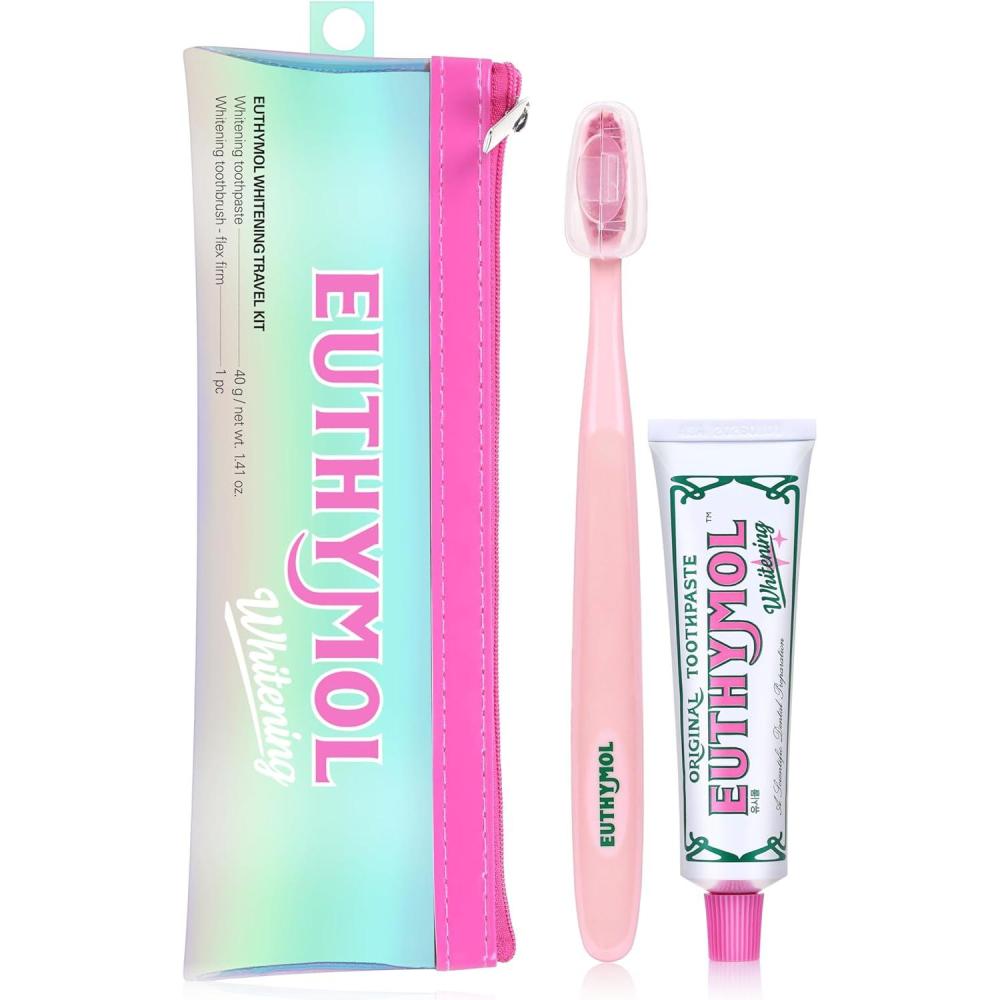image:imageEUTHYMOL Whitening Travel Set 14 oz Toothpaste 1 Toothbrush TSAFriendly Stain Removal in 2 Weeks LongLasting Freshness for Sensitive Teeth amp Gums Bad Breath amp Cavity Protection