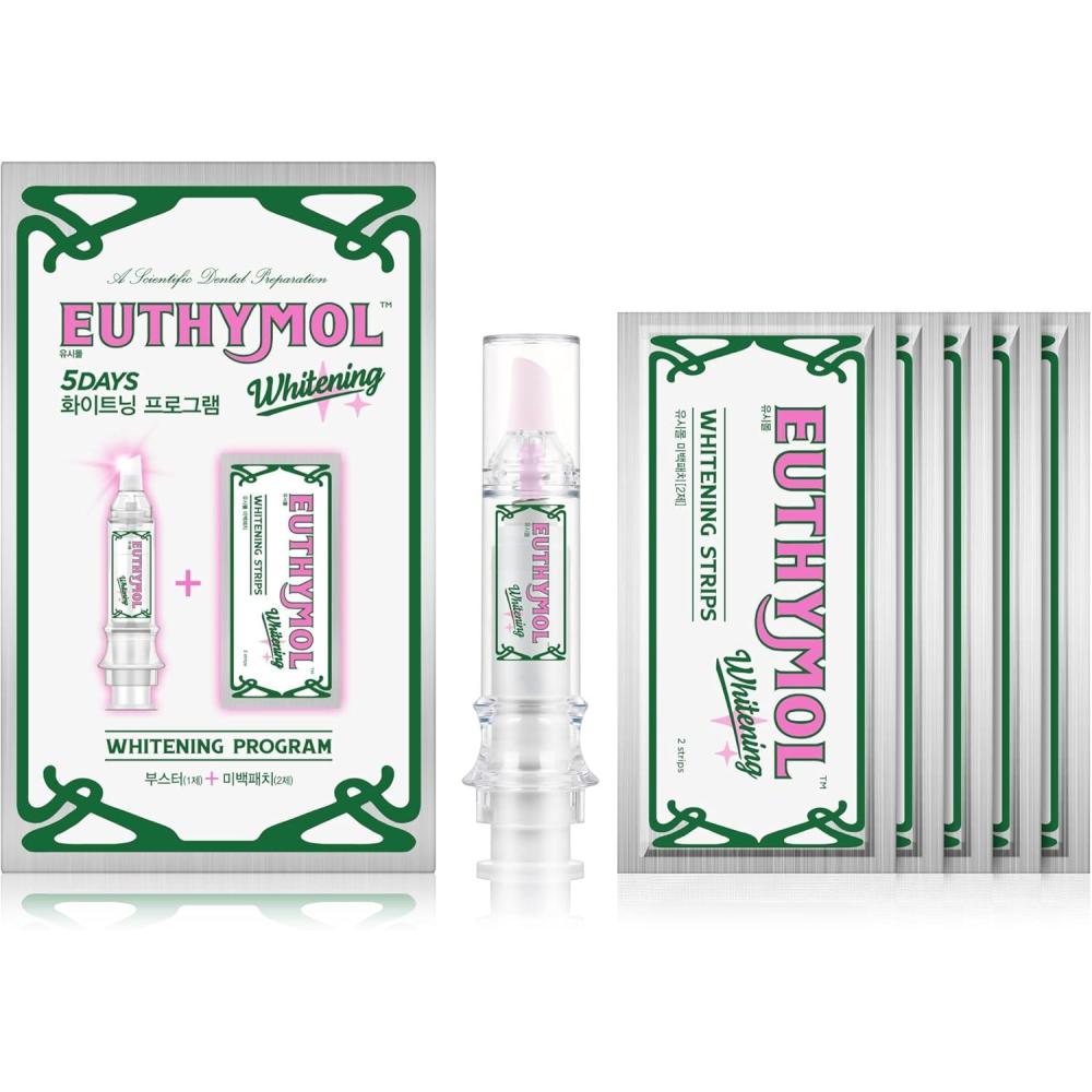image:imageEuthymol Teeth Whitening Program Kit Booster Gel 016 Fl oz amp Strips 5 Count Visibly Whiter Teeth in Just 5 Days Remove Coffee Stain Oral Care