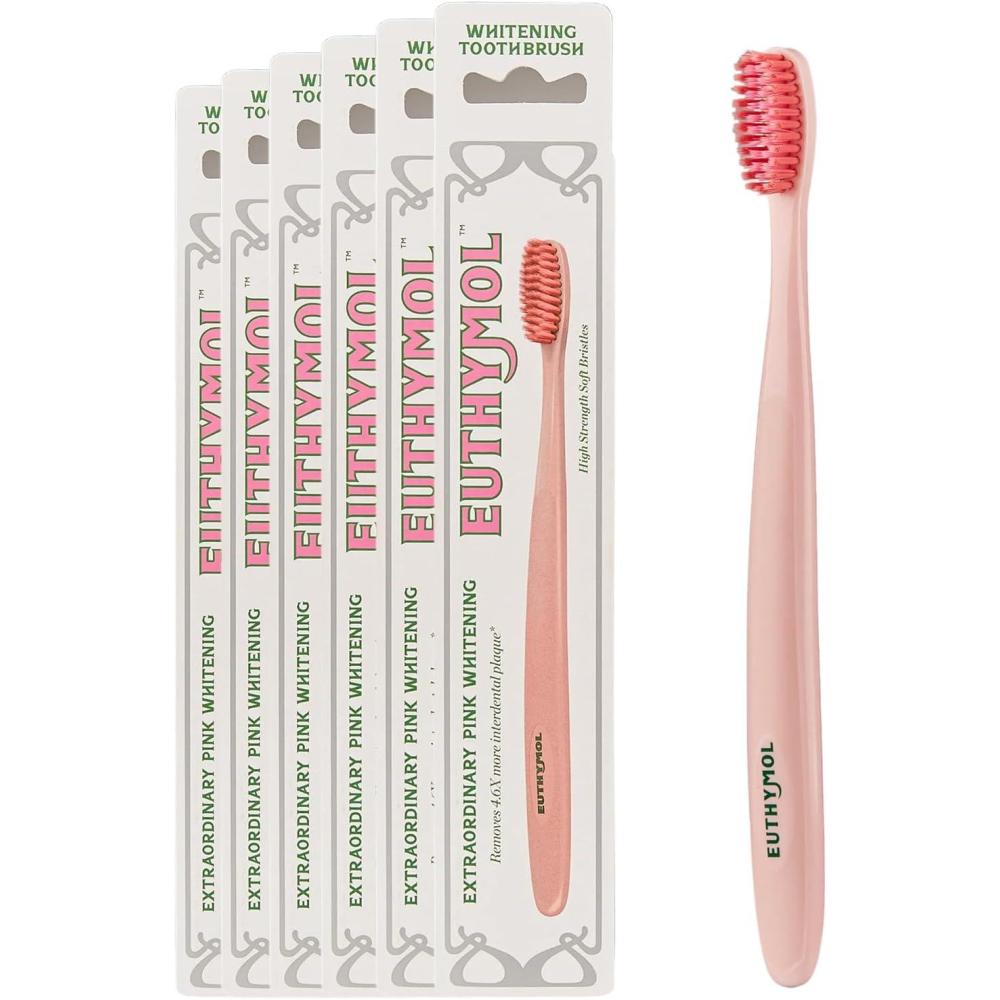 image:imageEuthymol Whitening Toothbrush White 6 Count Premium Soft DualTension Bristles Advanced Plaque Removal Stain ReductionPink