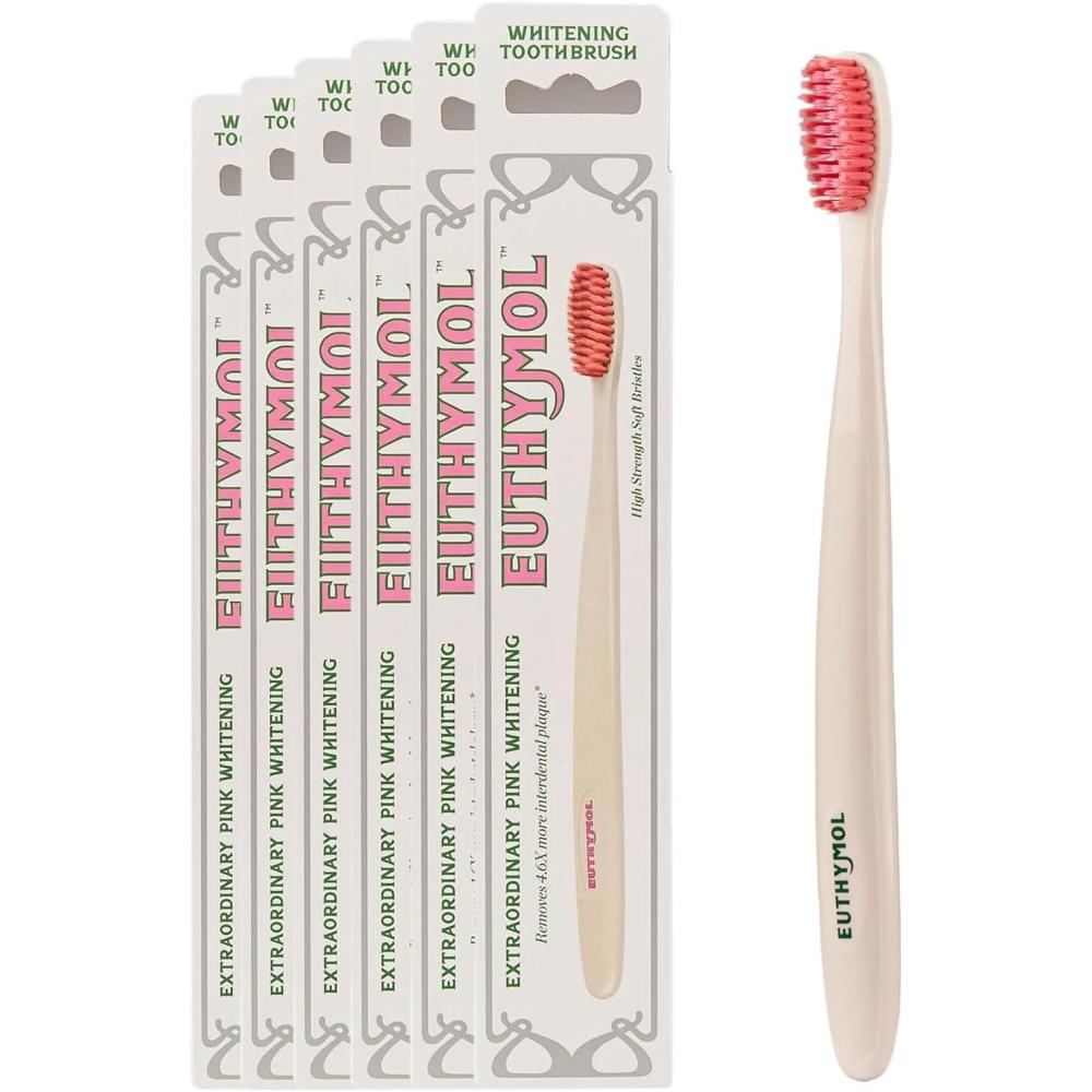 image:imageEuthymol Whitening Toothbrush White 6 Count Premium Soft DualTension Bristles Advanced Plaque Removal Stain ReductionWhite