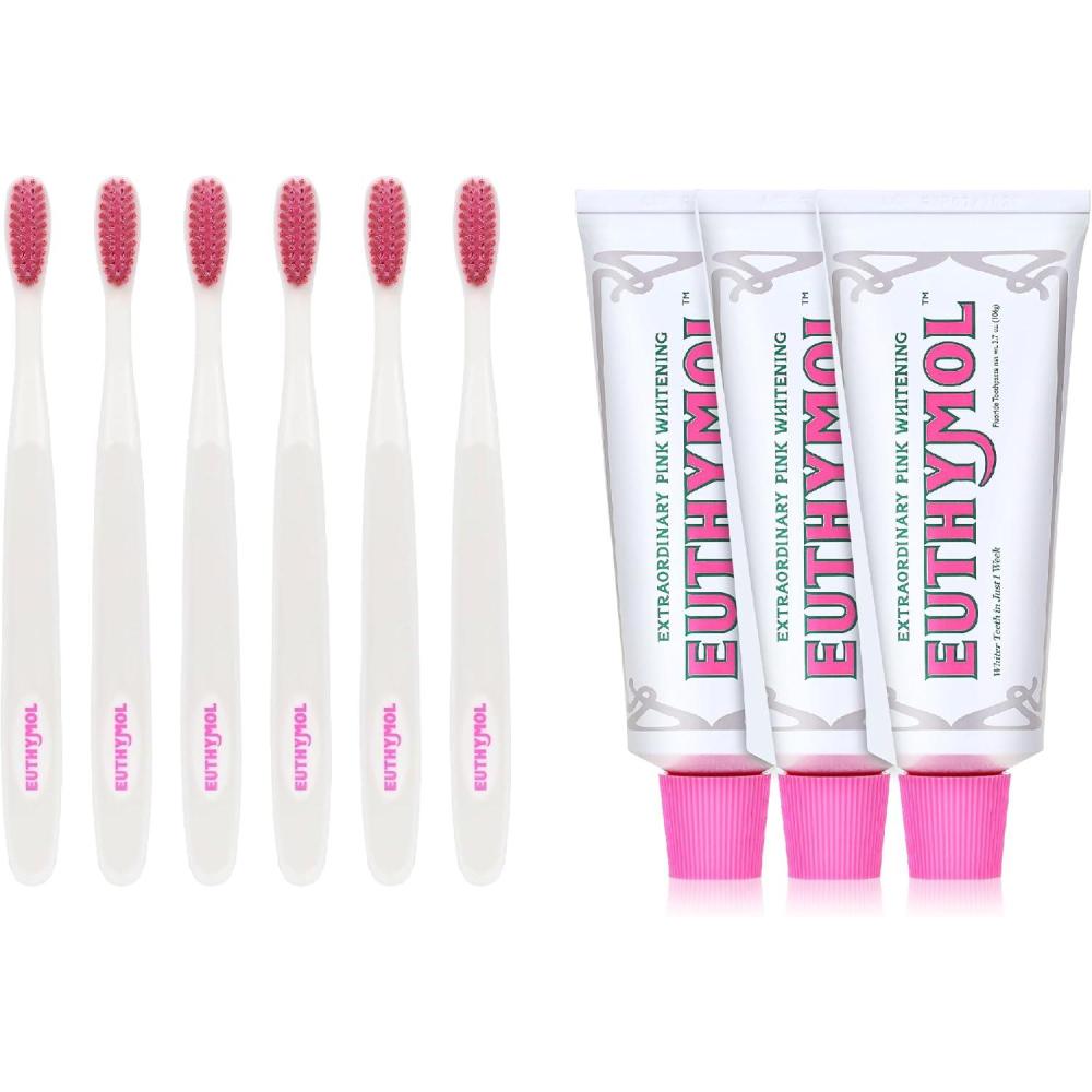 image:imageEUTHYMOL Whitening Toothpaste Pack of 3 and Whitening ToothbrushWhite Pack of 6 Stain Removal in 2 Weeks LongLasting Freshness for Sensitive Gum amp TeethPremium Soft DualTension Bristles