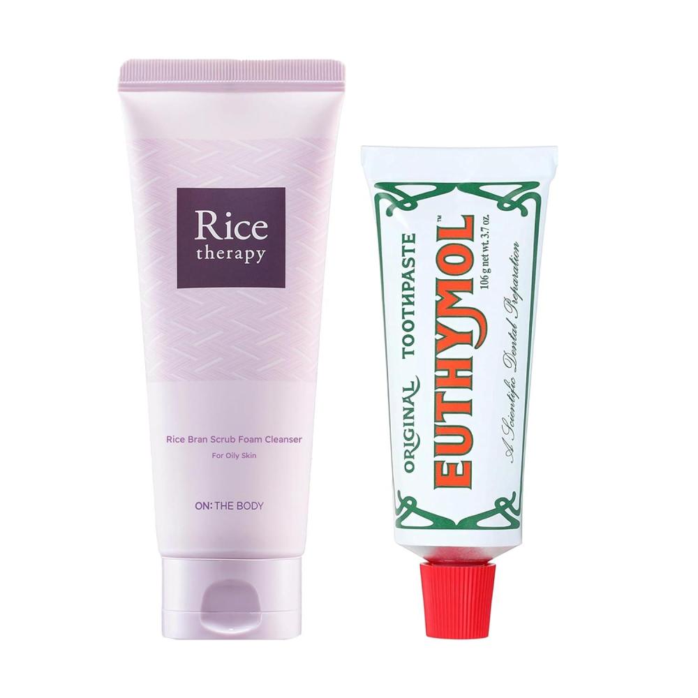 image:imageRice Therapy Rice Bran Foam Cleanser 51fl oz Euthymol Toothpaste 37oz Deep Cleansing Foam amp FluorideFree Toothpaste for Fresh Breath Oily Skin Plaque Removal and Gentle Care