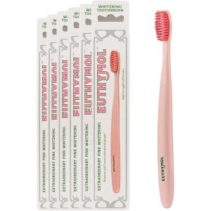 Euthymol Whitening Toothbrush (Pink, 6 Count) – Premium Soft Dual-Tension Bristles. Advanced Plaque Removal, Stain Reduction.(Pink)