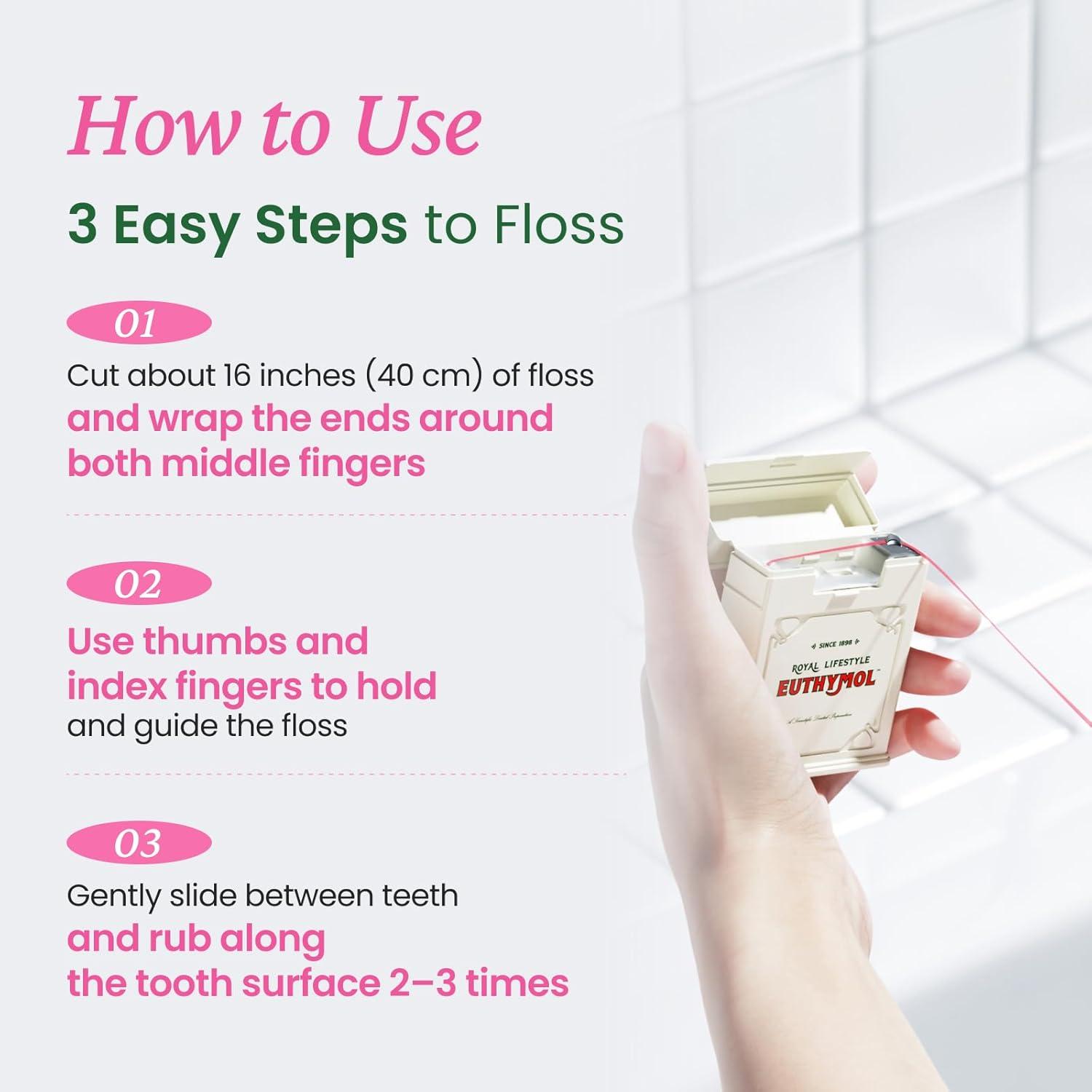 image:imageEUTHYMOL Pink Dental Floss 50m Plaque Removal Woven Floss with Fresh Mint amp Vegan Wax Coating Slim amp Tight Design Ideal Travel Floss