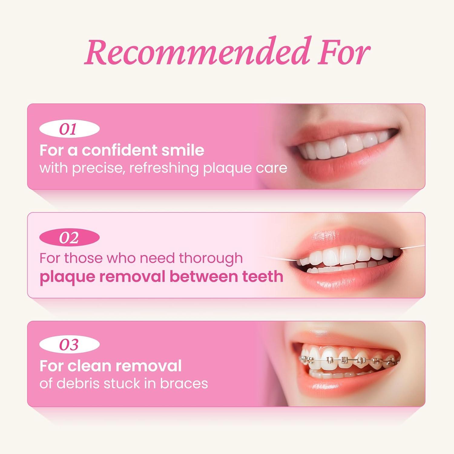 image:imageEUTHYMOL Pink Dental Floss 50m Plaque Removal Woven Floss with Fresh Mint amp Vegan Wax Coating Slim amp Tight Design Ideal Travel Floss