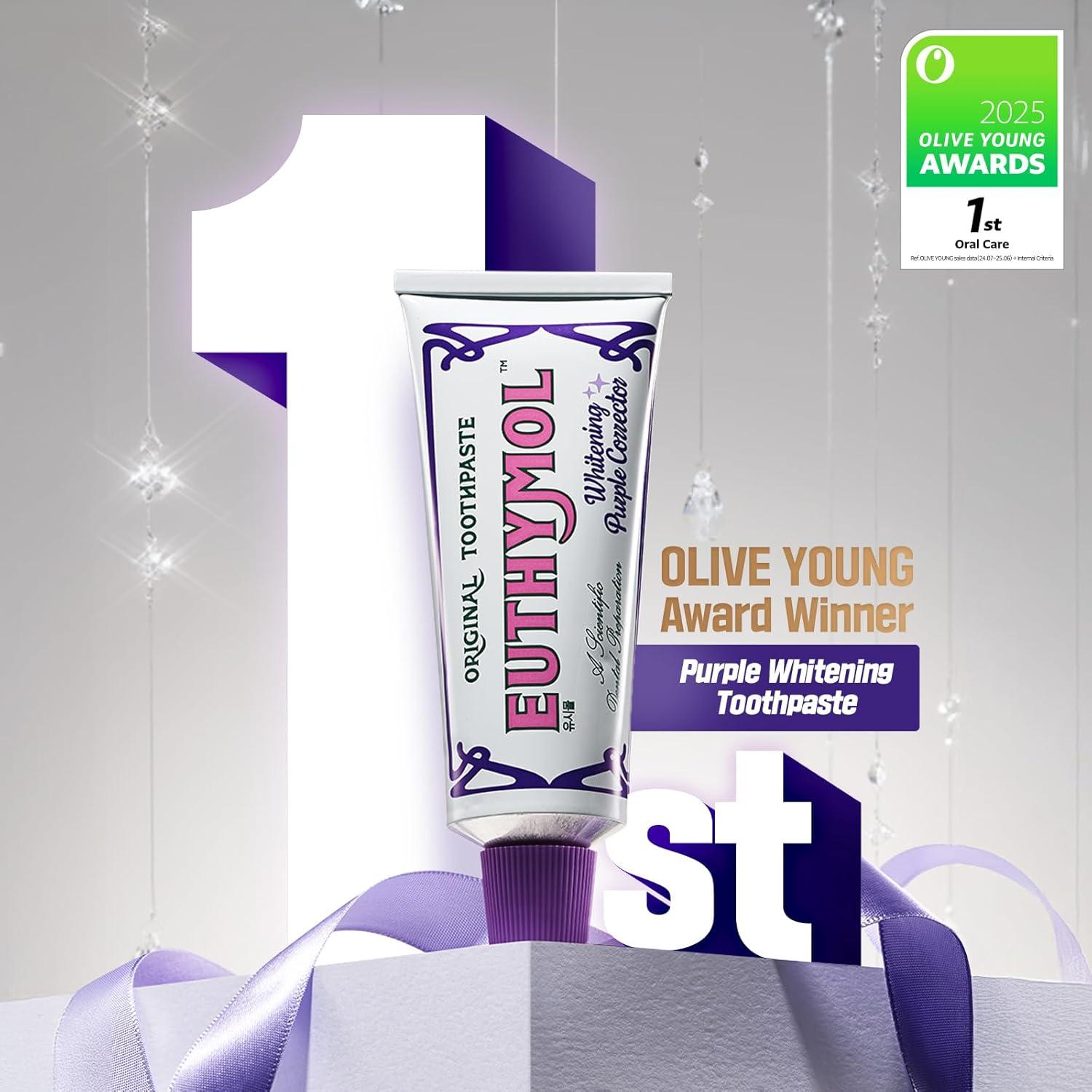 image:imageEUTHYMOL Purple Whitening Fresh Toothpaste Duo Bundle 37 oz Each Stain Removal Violet ToneUp for Yellow Teeth Cavity Protection Fresh Breath