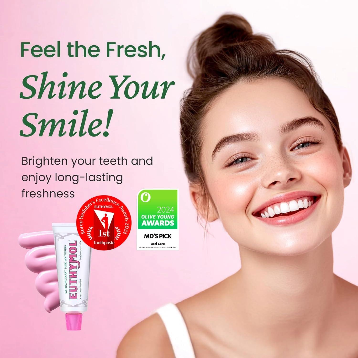 image:imageEUTHYMOL Whitening Toothpaste 37fl oz2 Pack of 2 Stain Removal in 2 Weeks LongLasting Freshness for Sensitive Gum amp Teeth Bad Breath Cavity Prevention Recyclable Aluminum TubePack of 2