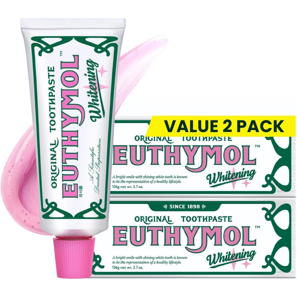 image:imageEUTHYMOL Whitening Toothpaste 37fl oz2 Pack of 2 Stain Removal in 2 Weeks LongLasting Freshness for Sensitive Gum amp Teeth Bad Breath Cavity Prevention Recyclable Aluminum TubePack of 2