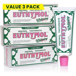EUTHYMOL Whitening Toothpaste (3.7fl oz*2, Pack of 2) – Stain Removal in 2 Weeks, Long-Lasting Freshness for Sensitive Gum & Teeth. Bad Breath, Cavity Prevention. Recyclable Aluminum Tube(Pack of 3)